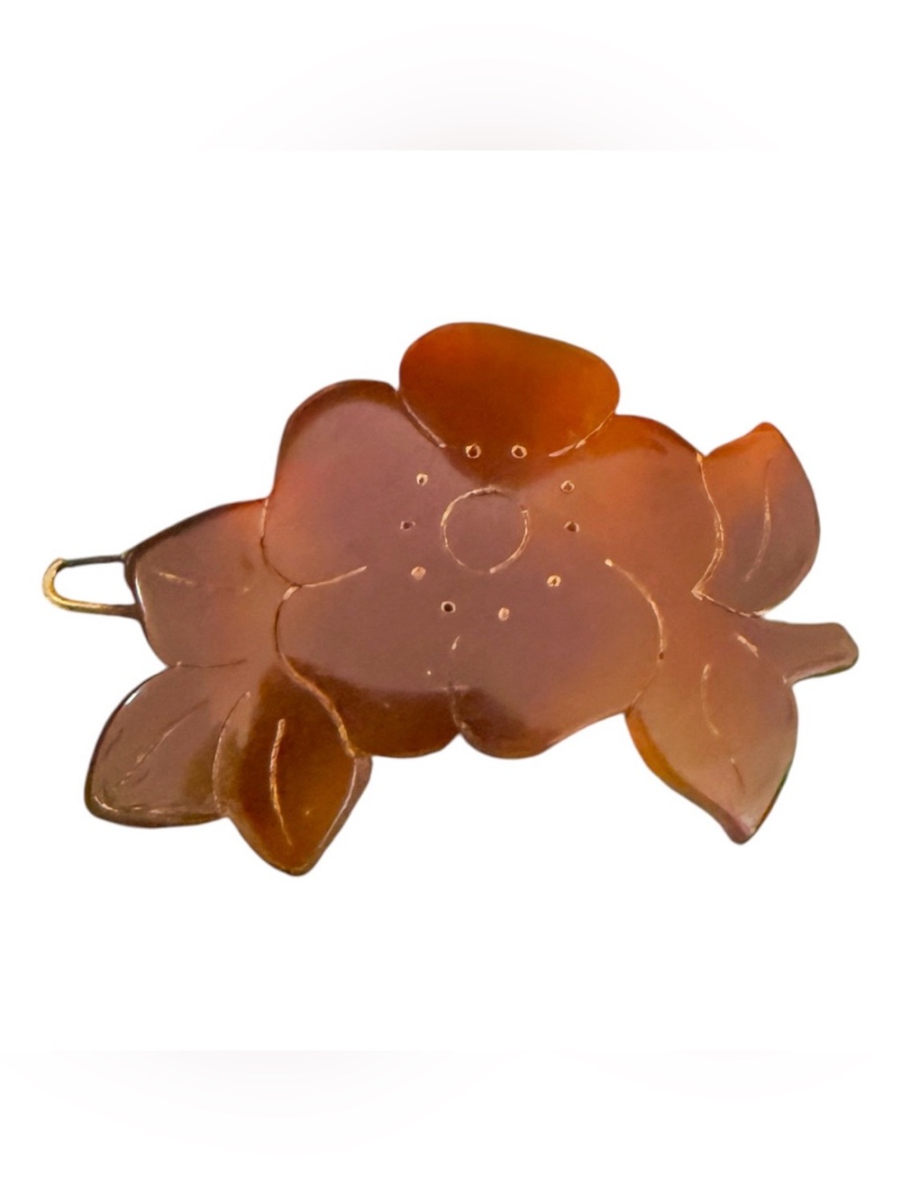 1960โs Floral French Hair Clip in Tortoiseshell, Flower Barrette, Deadstock 1.8โ